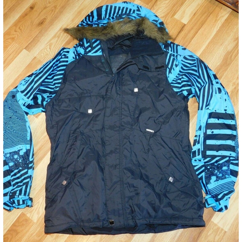 Nitro Hooded Snowboard Jacket Men's Large Faux Fur Insulated